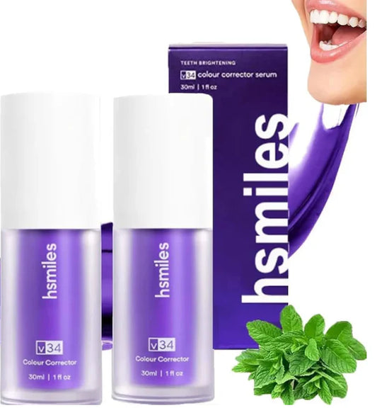 Blanqueador dental con corrección de color (púrpura): una sonrisa blanca de forma práctica y segura